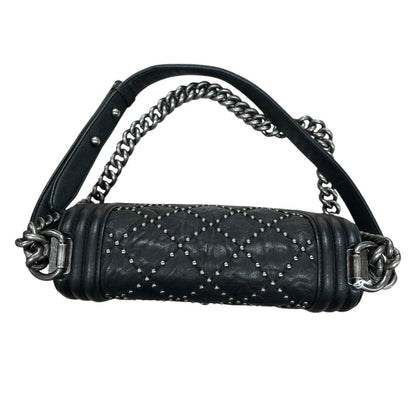 CHANEL Aged Calfskin Boy Bag Shoulder Bag Black Ruthenium Hardware CH2182