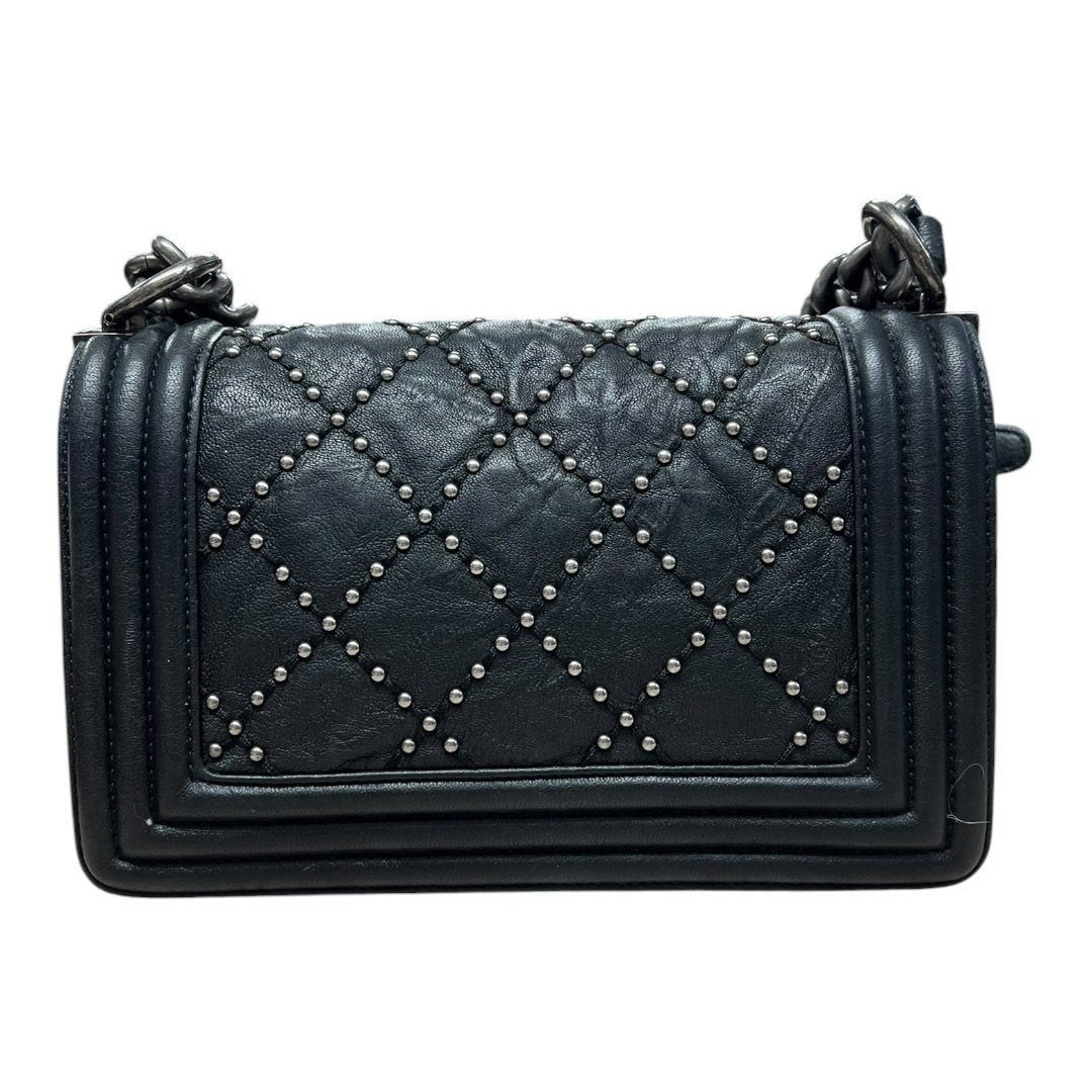 CHANEL Aged Calfskin Boy Bag Shoulder Bag Black Ruthenium Hardware CH2182