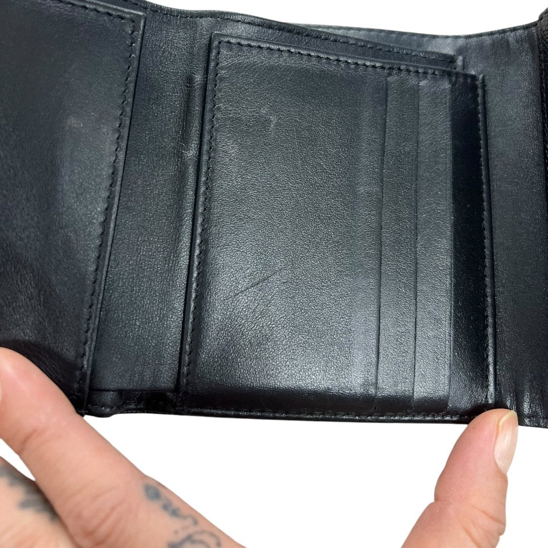 CHANEL Grained Calfskin Boy Chanel Small Flap Wallet Wallet Black Silver Hardware CH2187