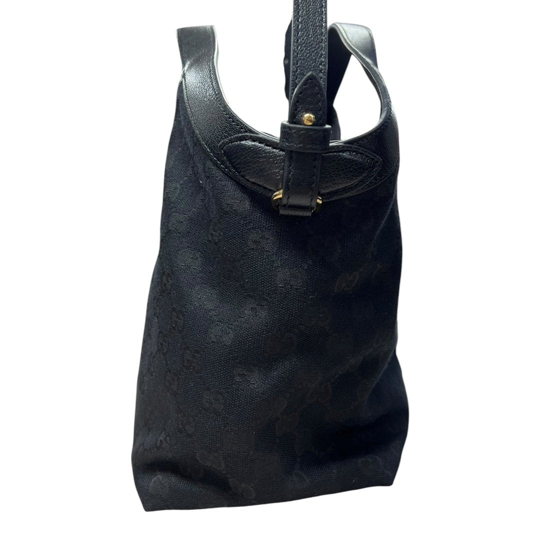 GUCCI GG Canvas Ophidia Hobo Bag Shoulder Bag Black Gold Hardware GU679