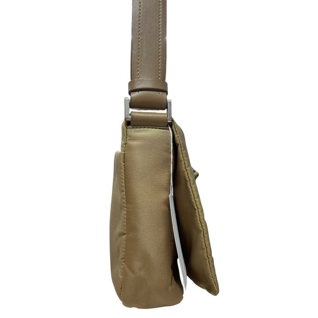 PRADA Nylon Tessuto Shoulder Bag Shoulder Bag Beige Silver Hardware PR213