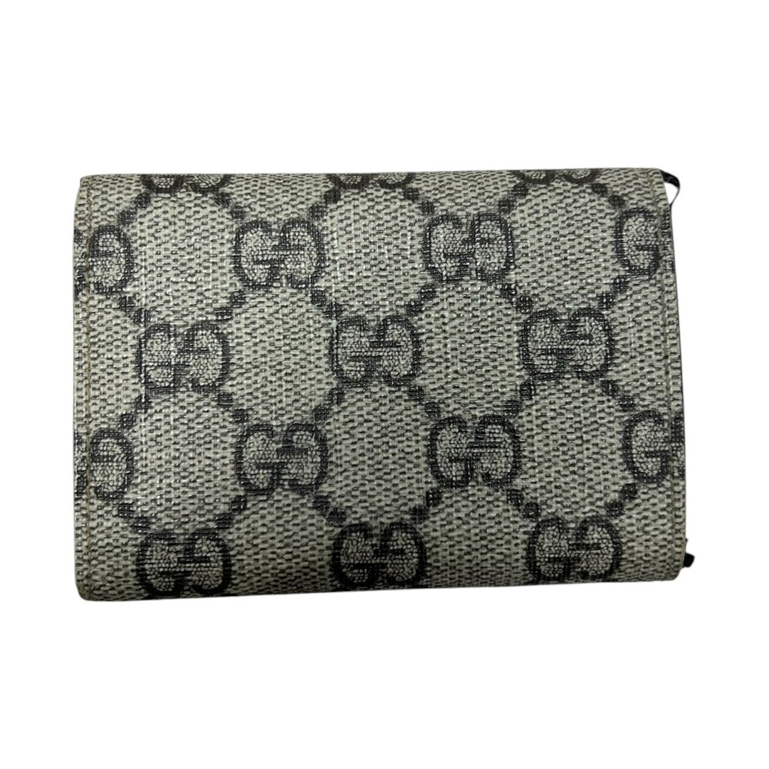 GUCCI GG Supreme Canvas The Hacker Project Tri-Fold Wallet Wallet Beige and Ebony with Black Trim Gold Hardware GU680