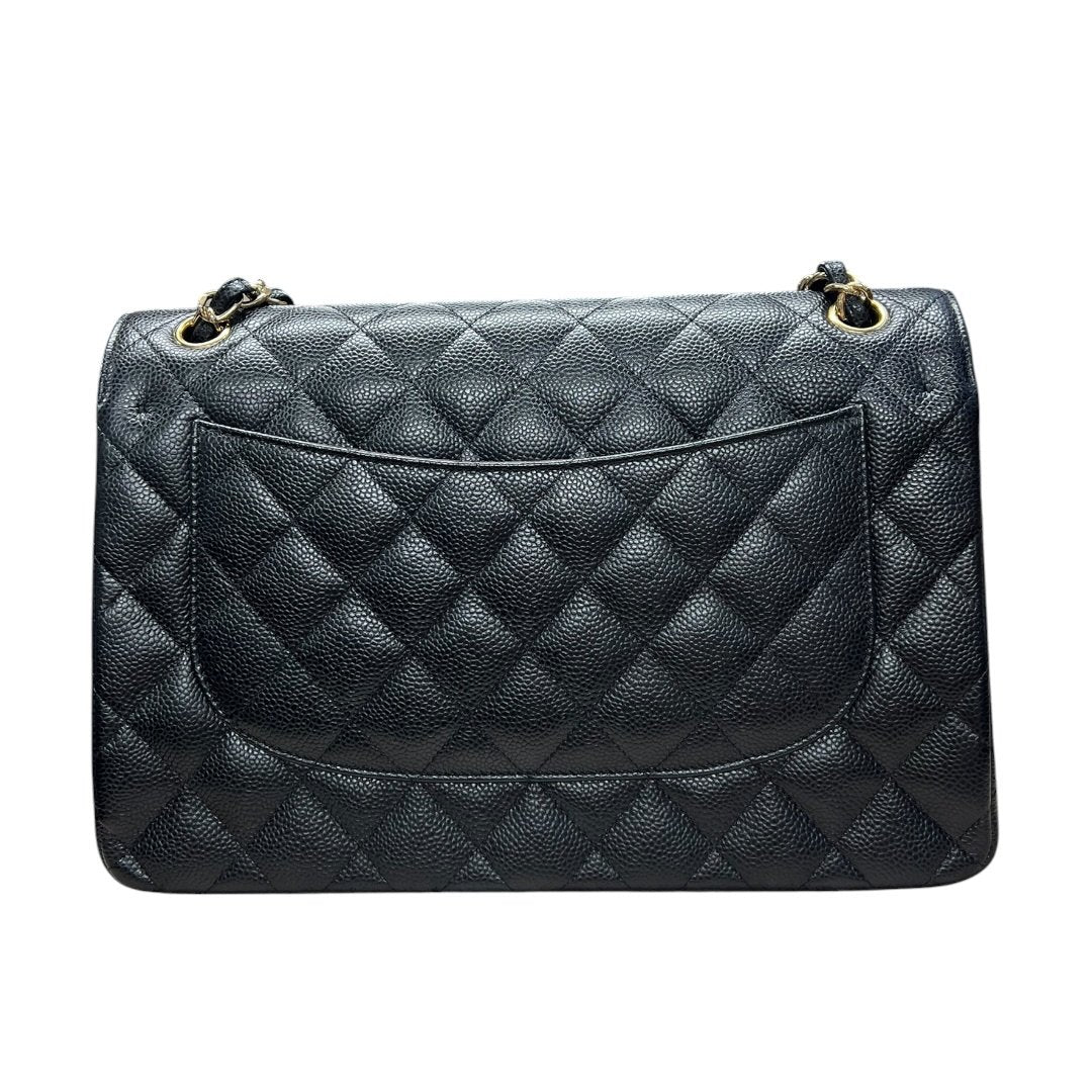 CHANEL Caviar Classic Flap Bag Shoulder Bag Black Gold Hardware CH2188