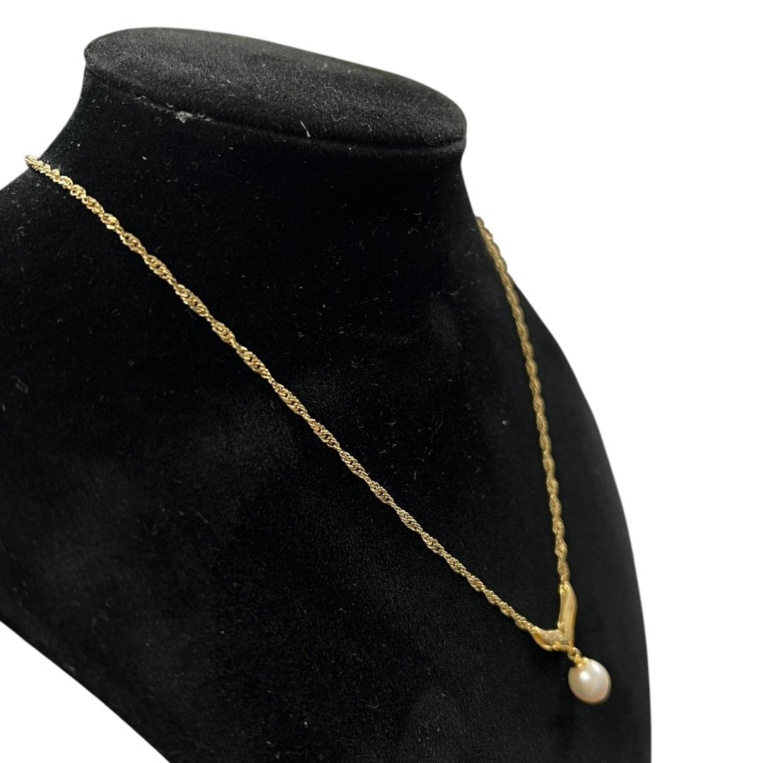 ACCESSORY UNBRANDED Gold, Pearl Necklace Gold, Cream Gold-tone Hardware je19
