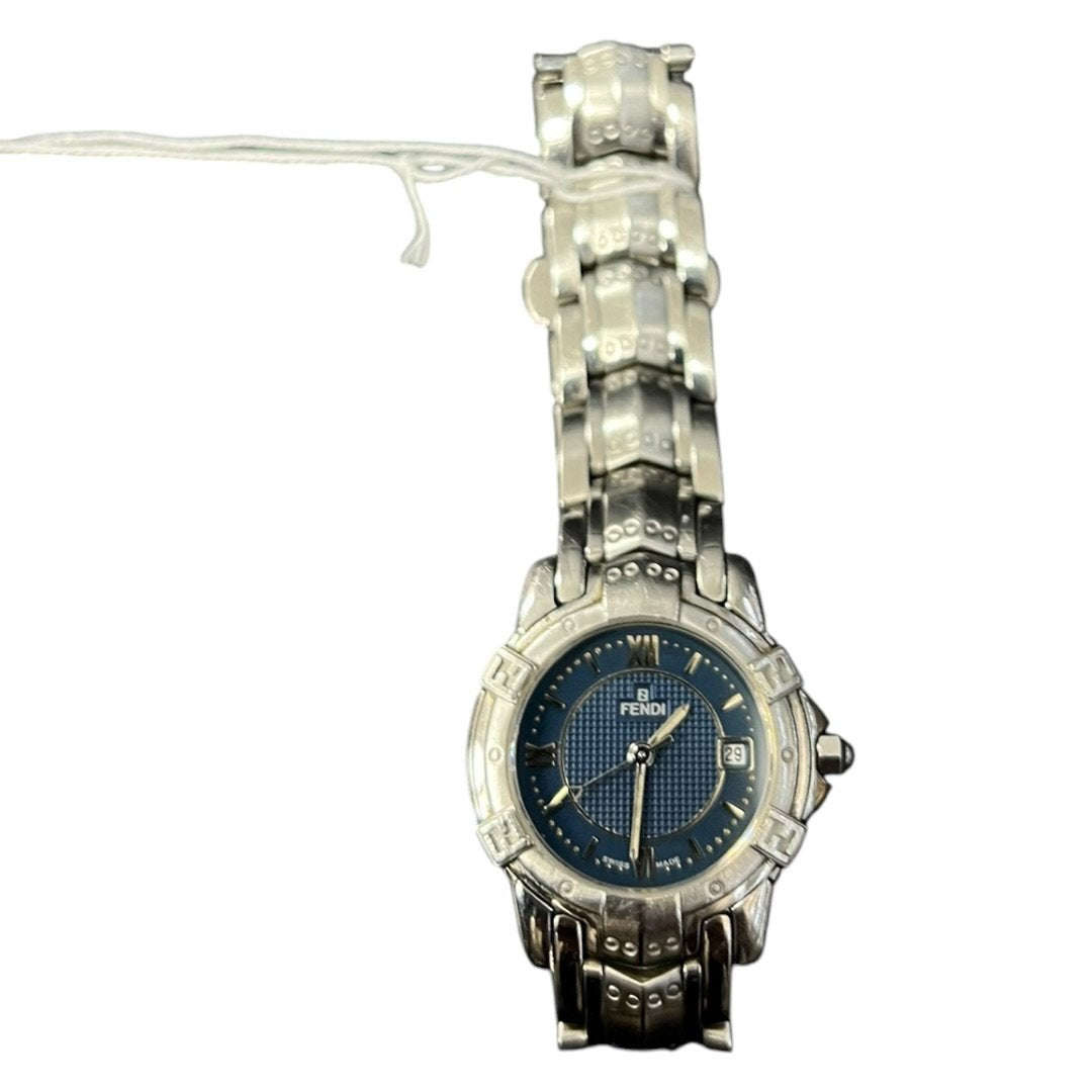 FENDI Stainless Steel Watch Silver-tone, Blue Silver-tone Hardware FE388