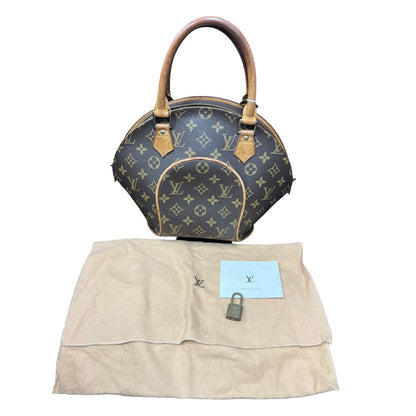 LOUIS VUITTON Monogram Canvas Ellipse PM Handbag Brown Gold Hardware LO2374
