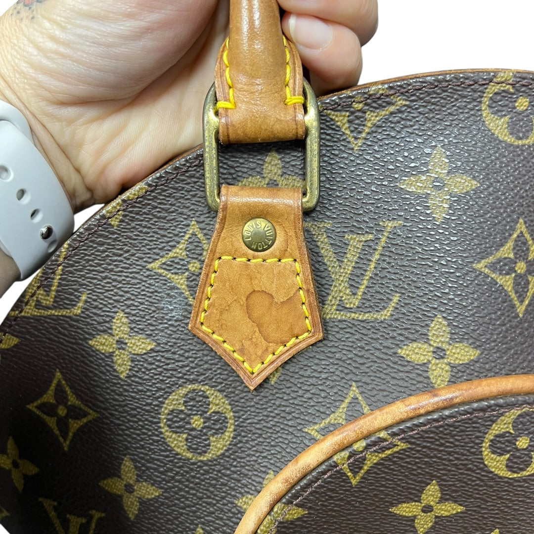 LOUIS VUITTON Monogram Canvas Ellipse PM Handbag Brown Gold Hardware LO2374