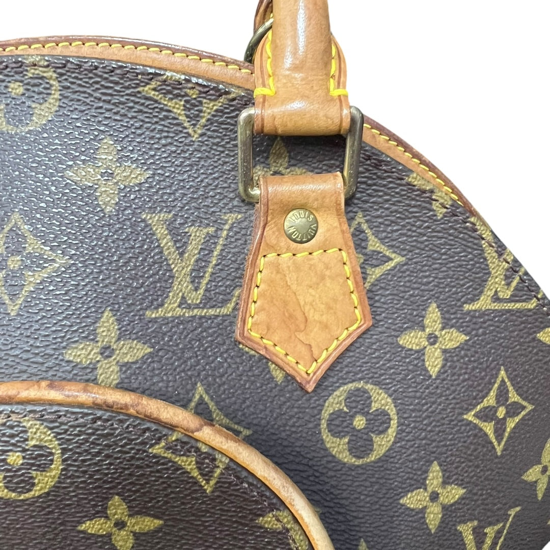 LOUIS VUITTON Monogram Canvas Ellipse PM Handbag Brown Gold Hardware LO2374