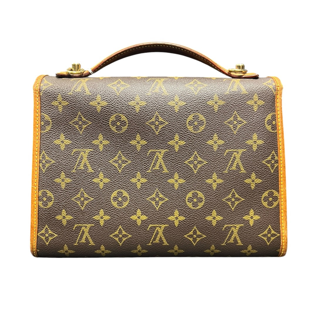 LOUIS VUITTON Monogram Canvas Monceau Handbag, Shoulder Bag Brown, Tan Gold Hardware LO2375