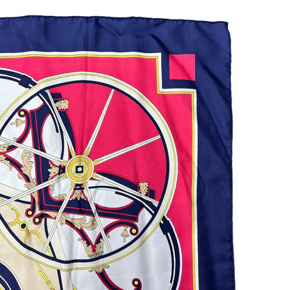 HERMES Silk Washington's Carriage Fuchsia, Navy, Cream, Gold HE461