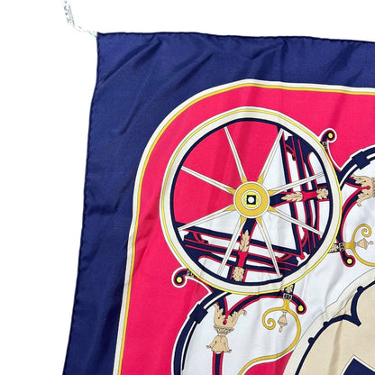 HERMES Silk Washington's Carriage Fuchsia, Navy, Cream, Gold HE461