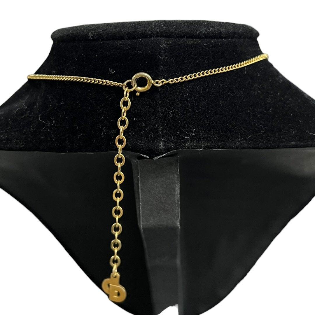 CHRISTIAN DIOR Metal CD Logo Pendant Necklace Gold Gold Hardware Ch2190