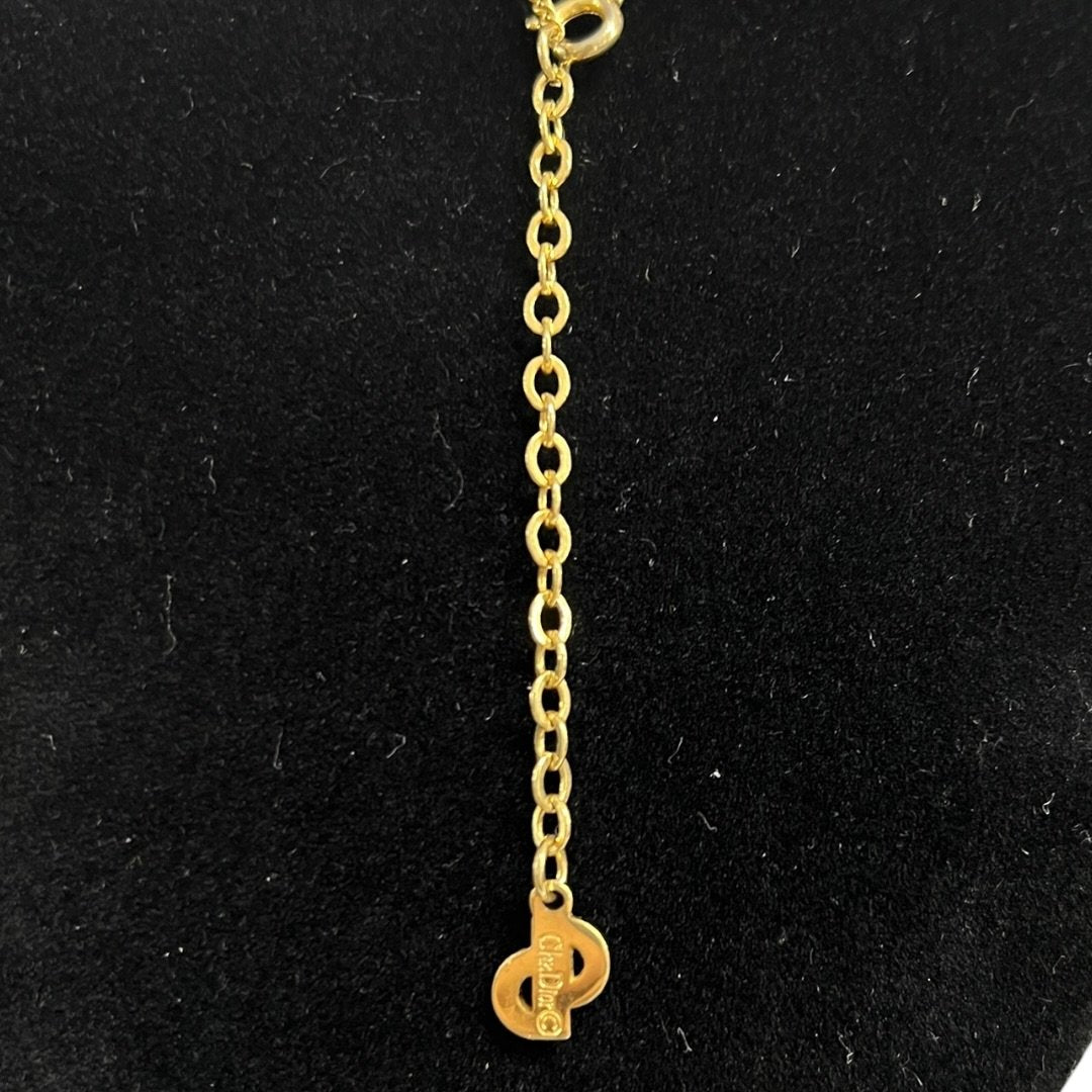 CHRISTIAN DIOR Metal CD Logo Pendant Necklace Gold Gold Hardware Ch2190