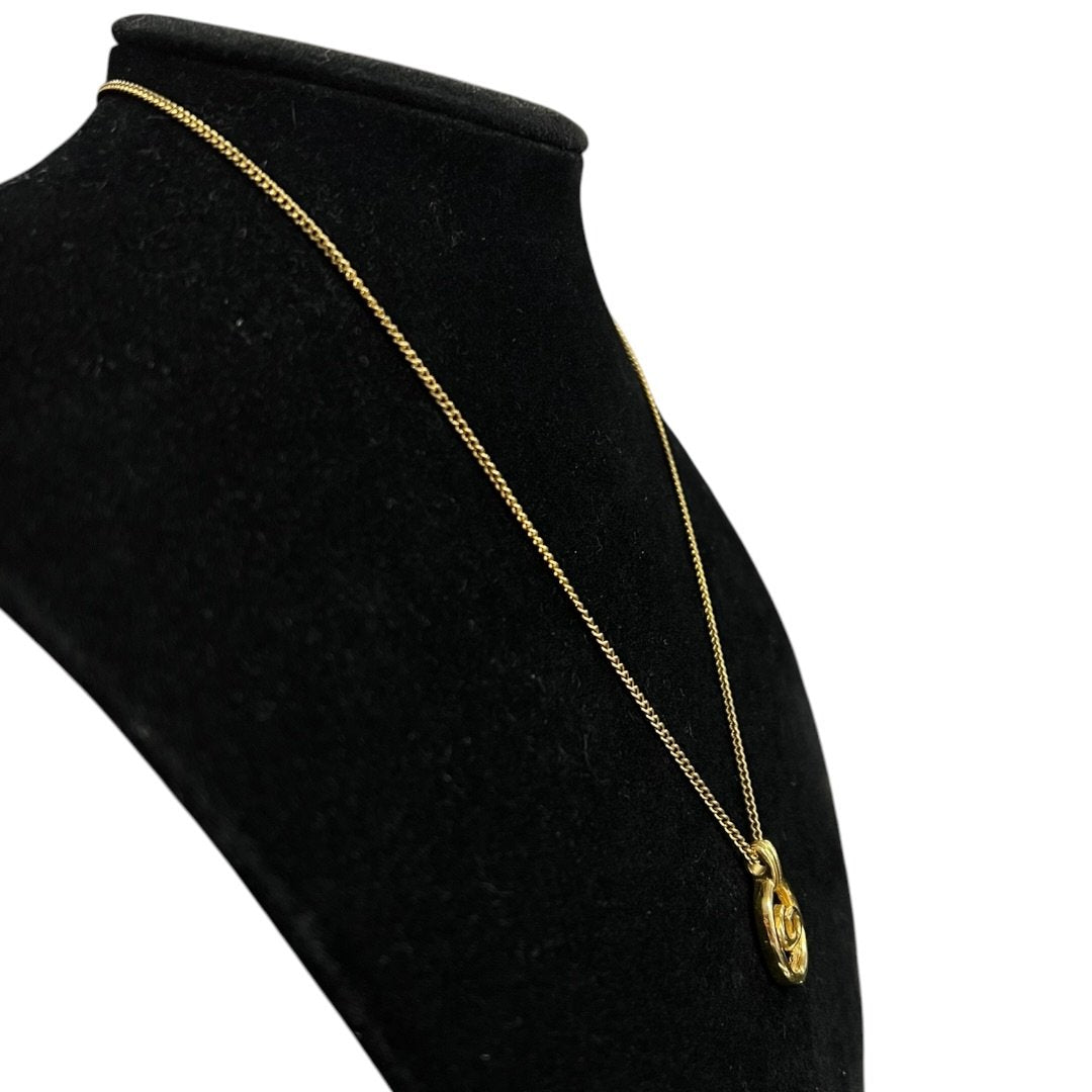 CHRISTIAN DIOR Metal CD Logo Pendant Necklace Gold Gold Hardware Ch2190