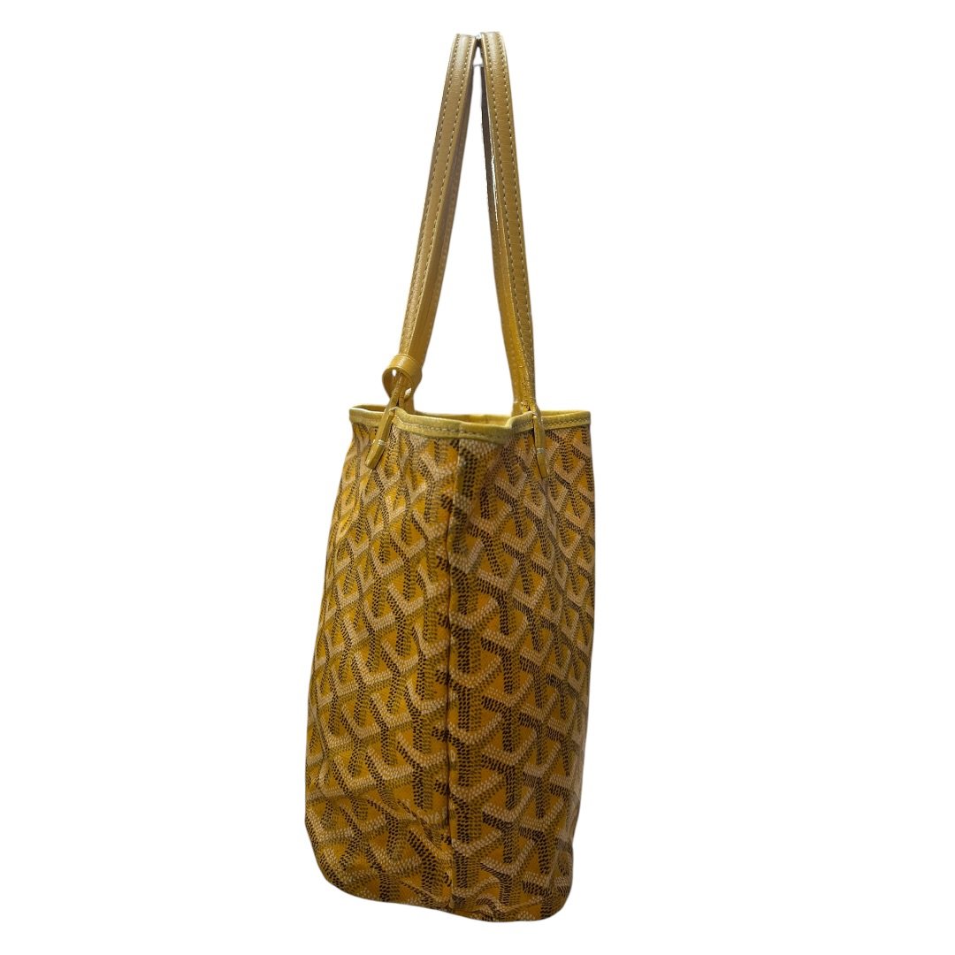 GOYARD Goyardine Canvas St. Louis Tote with Detachable Pouch Tote Yellow Silver Hardware GO29