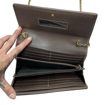 GUCCI GG Supreme Canvas Ophidia GG Supreme Chain Wallet Wallet on Chain Beige, Brown, Green, Red Gold Hardware GU683