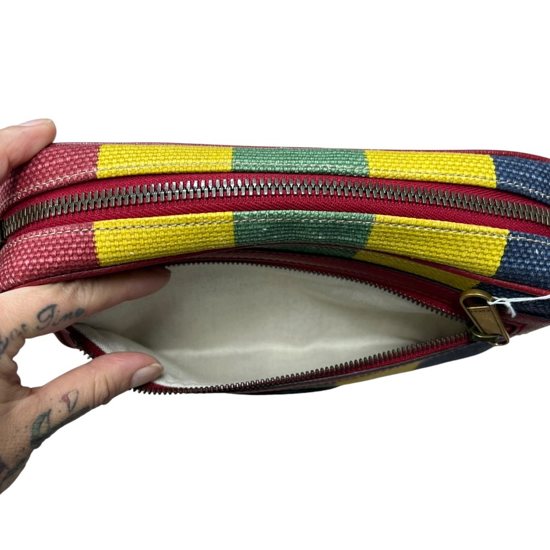 GUCCI Canvas Striped Canvas Belt Bag Belt Bag Multi-color (Red, Yellow, Green, Blue) Gold Hardware GU685