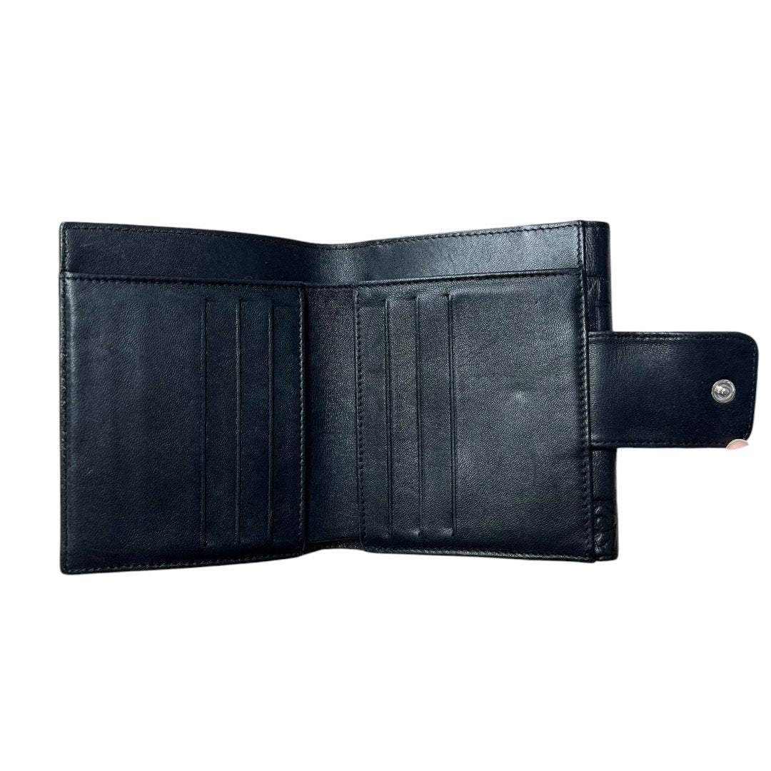 CHANEL Calfskin Timeless Icons Bi-fold Wallet Wallet Black Silver Hardware CH2189