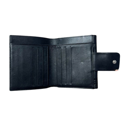 CHANEL Calfskin Timeless Icons Bi-fold Wallet Wallet Black Silver Hardware CH2189