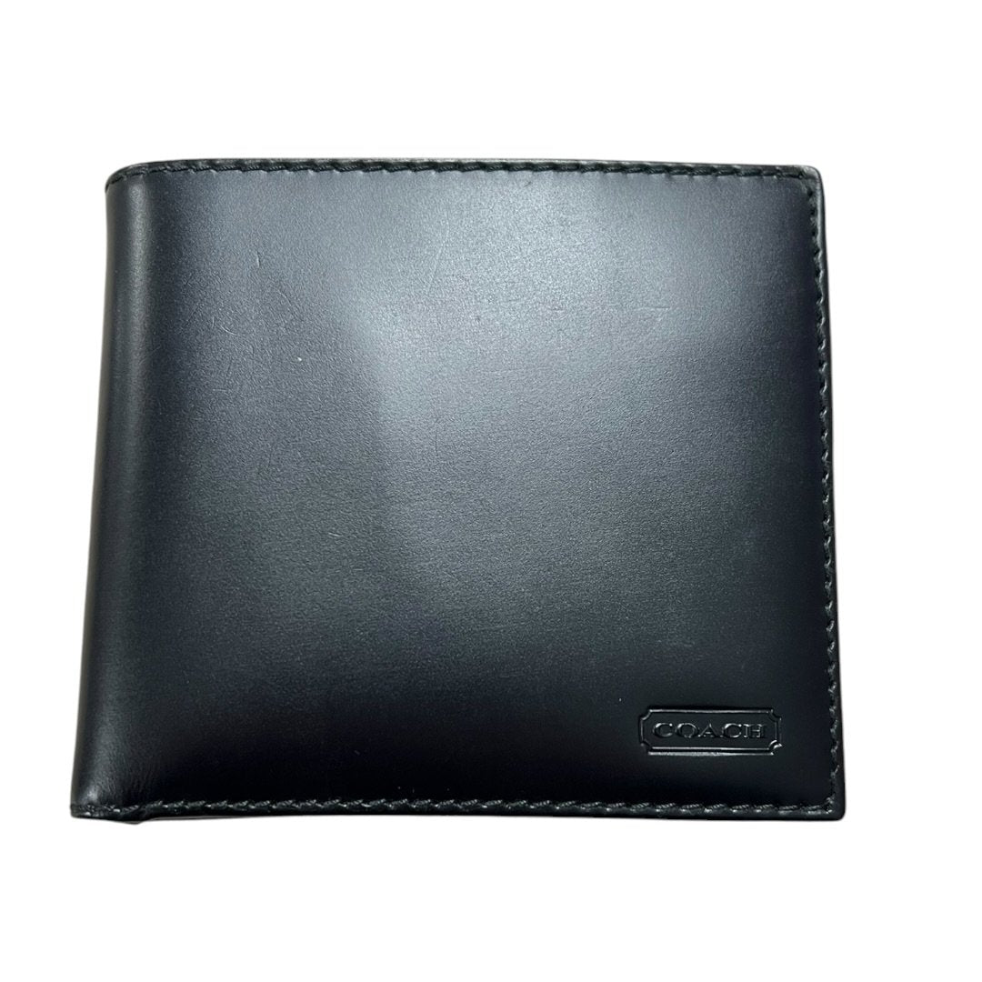 COACH Leather Bifold Wallet Wallet Black Silver Hardware CO28