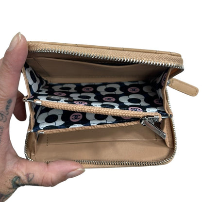 CHANEL Lambskin Zip Around Wallet Wallet Beige Silver Hardware CH2195