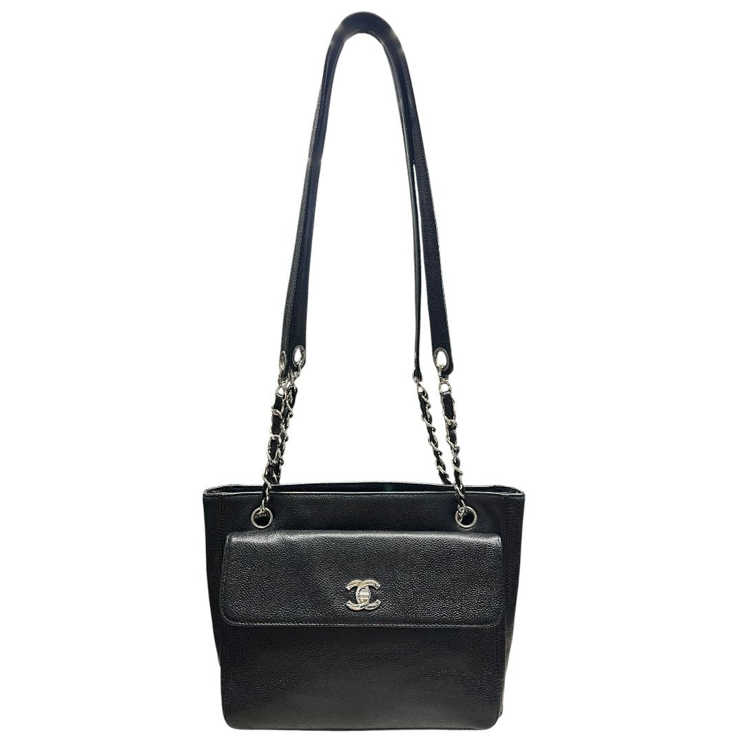 CHANEL Caviar Timeless CC Shoulder Bag Shoulder Bag Black Silver Hardware CH2193