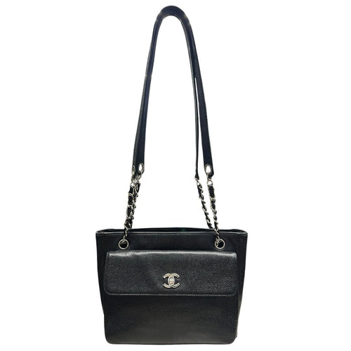 CHANEL Caviar Timeless CC Shoulder Bag Shoulder Bag Black Silver Hardware CH2193