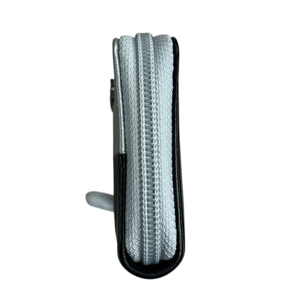CHANEL Calfskin Boy Chanel Wallet Wallet Silver and Black Silver Hardware CH2196