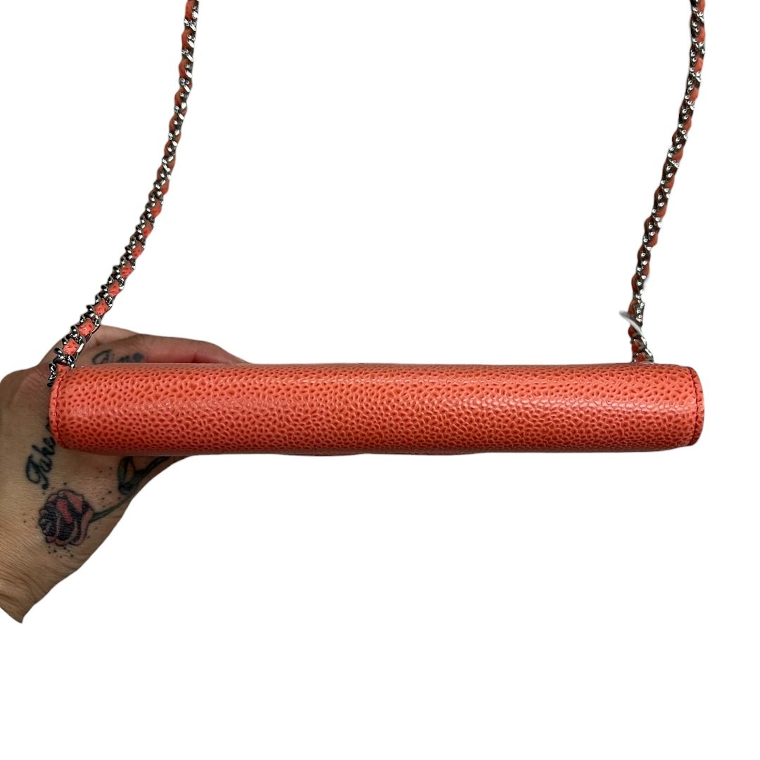 CHANEL Caviar Wallet On Chain Shoulder Bag Coral Silver Hardware CH2194