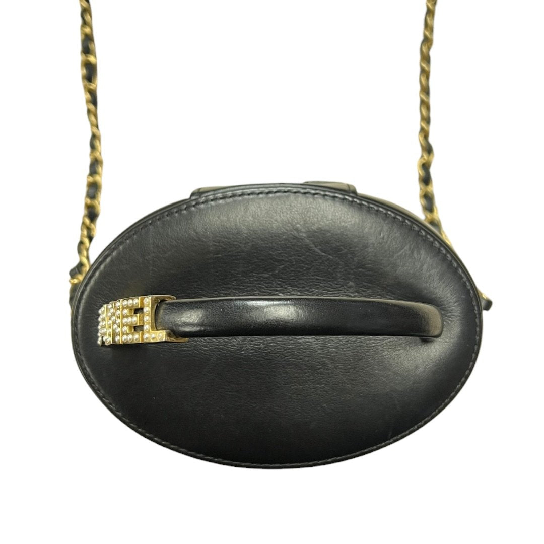 CHANEL Lambskin Vanity Case Shoulder Bag Black Gold Hardware CH2192