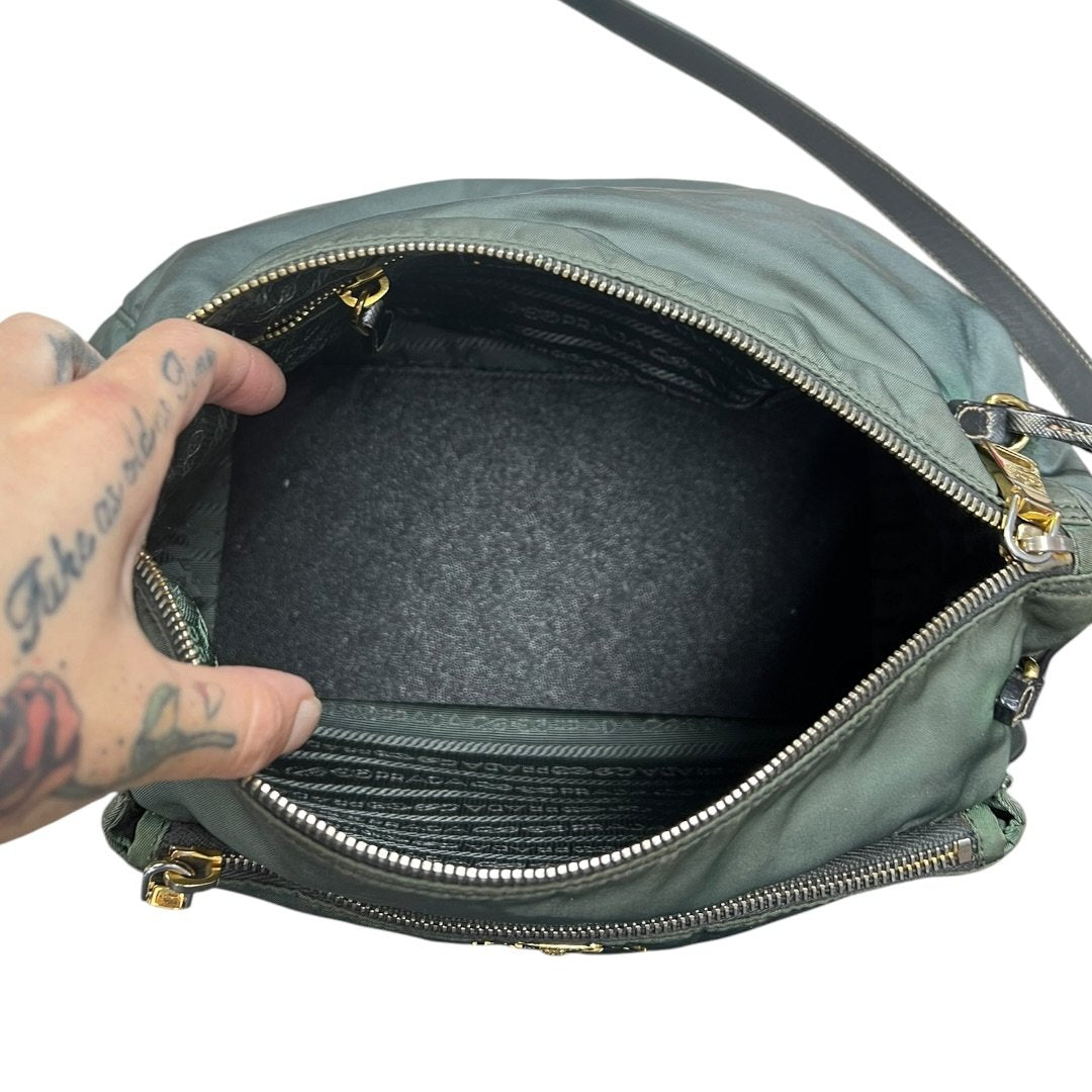 PRADA Tessuto Nylon Tessuto Nylon Crossbody Bag Crossbody Bag Green Gold Hardware PR261