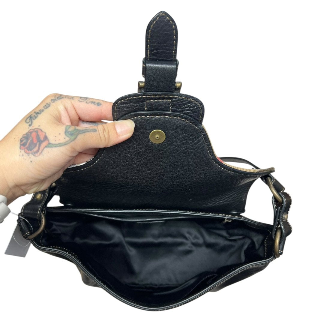 BURBERRY Grained Leather Shoulder Bag Black Antique Gold Hardware BU1225