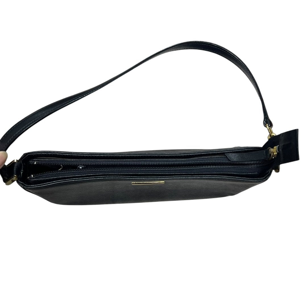 BURBERRY Saffiano Shoulder Bag Black Gold Hardware BU1224