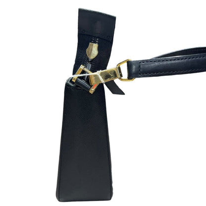 BURBERRY Saffiano Shoulder Bag Black Gold Hardware BU1224