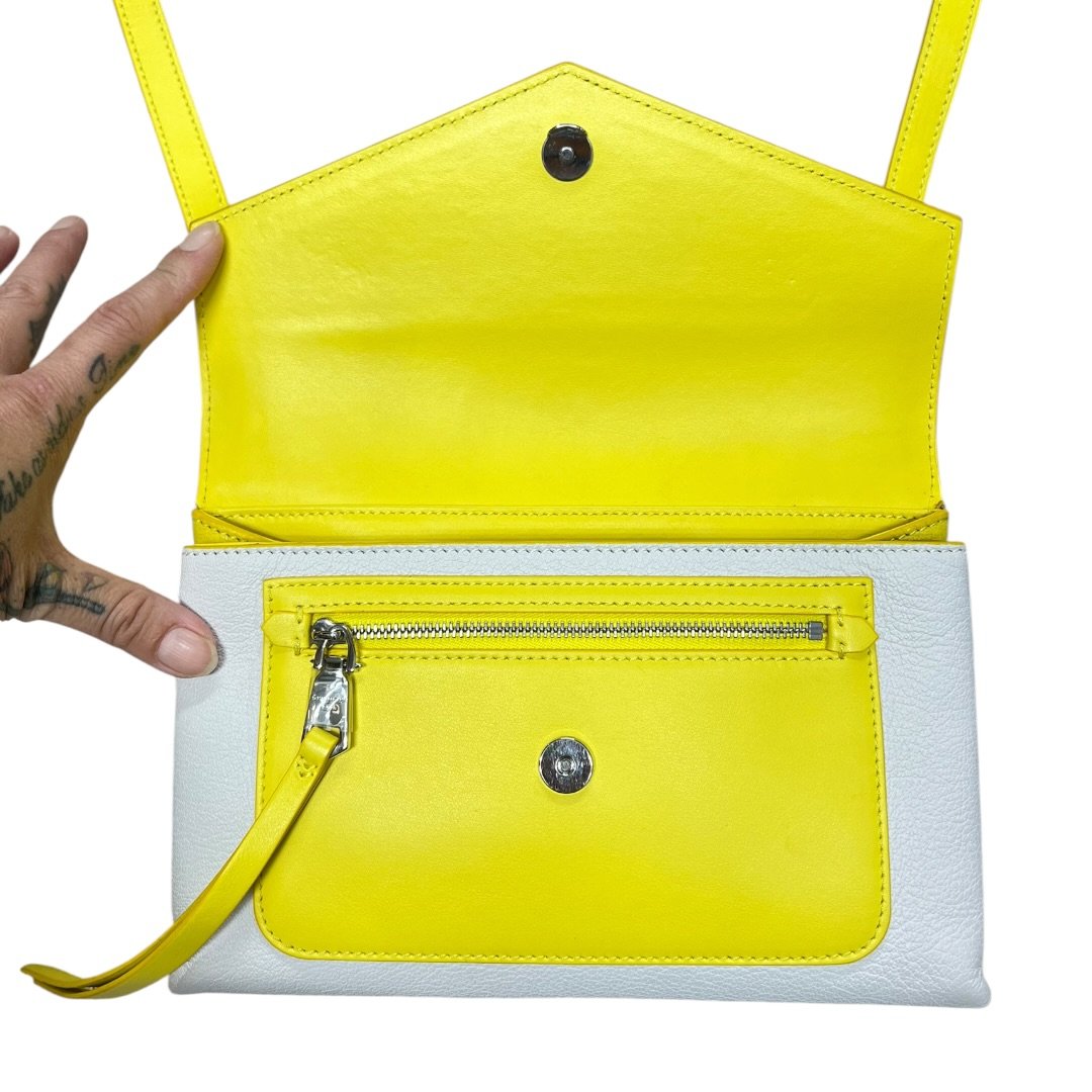 GIVENCHY Leather Shoulder Bag Yellow, White Silver-tone Hardware GI36