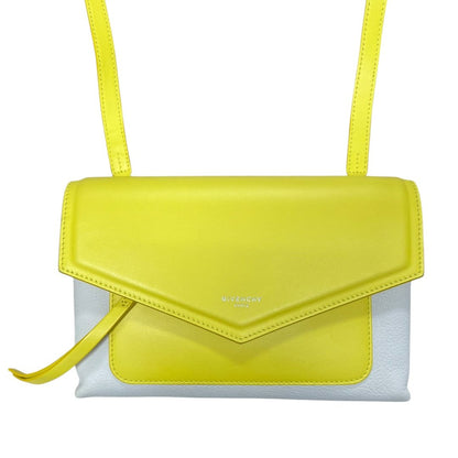 GIVENCHY Leather Shoulder Bag Yellow, White Silver-tone Hardware GI36