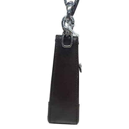 CELINE Leather C Ring Bag Shoulder Bag Dark Brown Silver Hardware CE272
