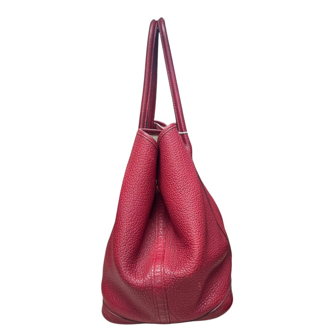 HERMES Negonda Leather Garden Party Tote Red Silver Hardware HE464