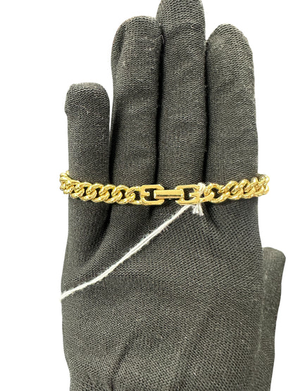 GIVENCHY Gold Tone Curb Chain Bracelet Heart Charm je57