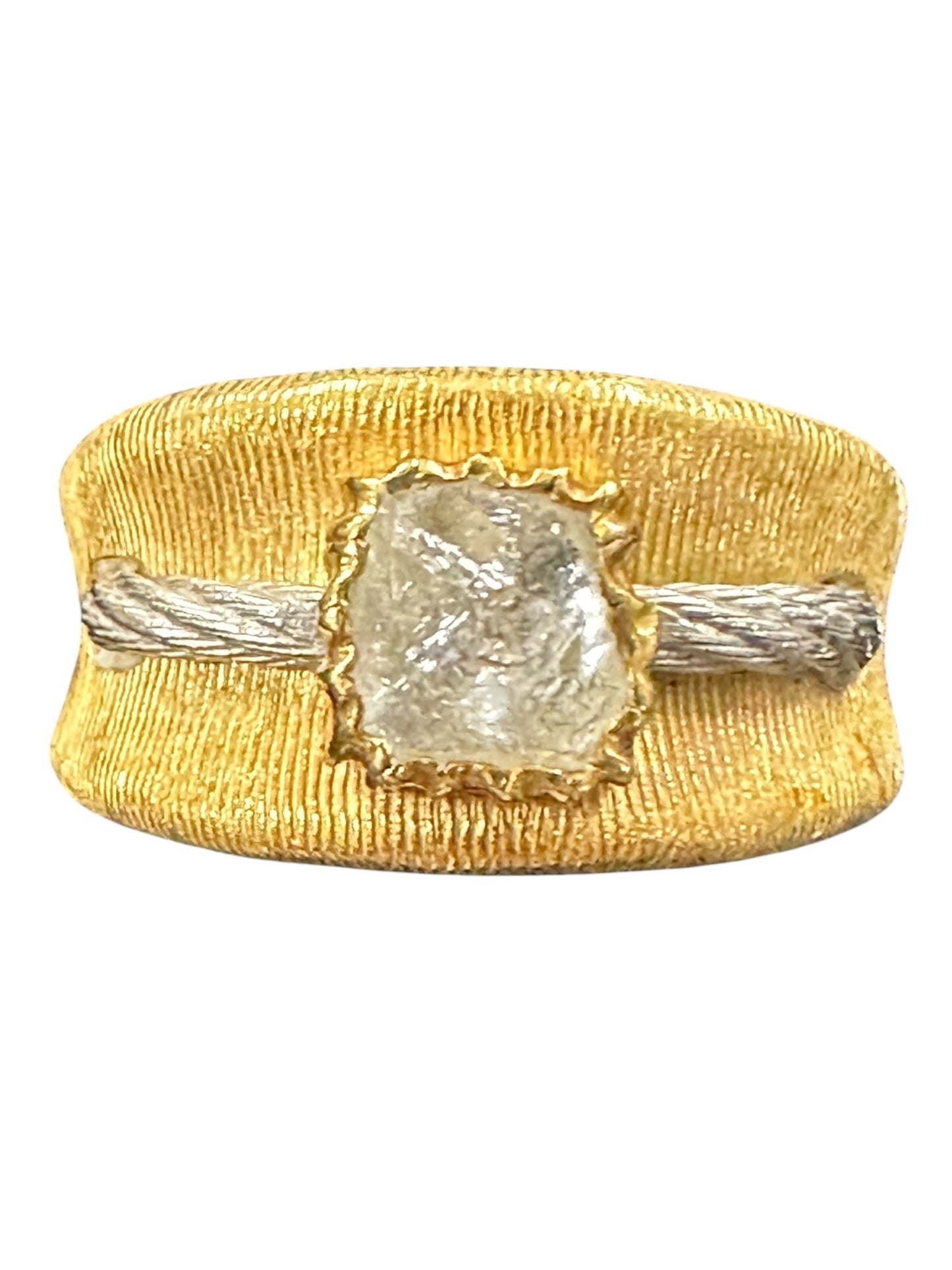 UNBRANDED Accessory K18 Pt900 Wide Band Ring Rough Diamond 0.543ct 9.1g je58