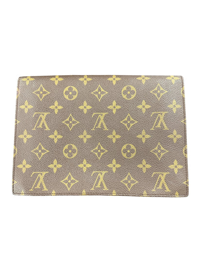 LOUIS VUITTON Monogram Pochette Rabat Clutch Bag Brown Gold Hardware LO2376