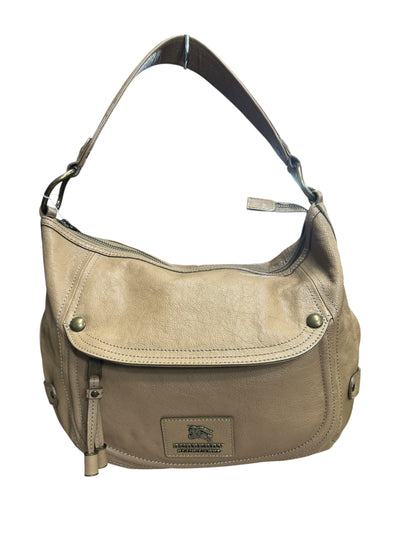 BURBERRY Blue Label Leather Shoulder Bag Camel Silver Hardware BU1226