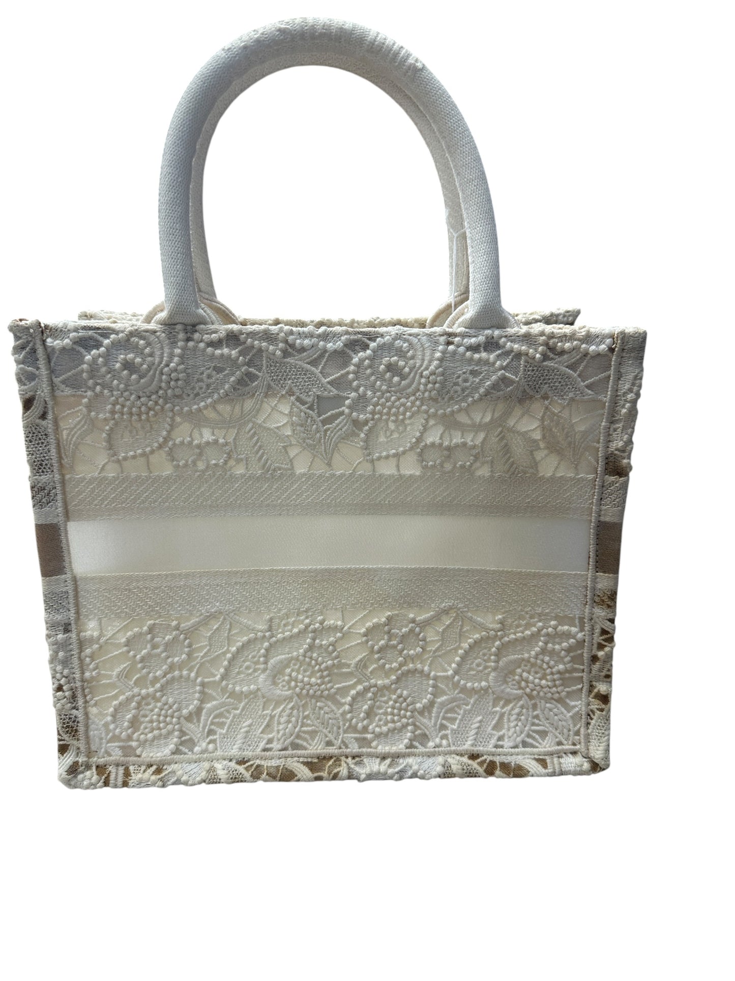 Christian Dior D-Lace Book Tote Small Tote Bag White Ch2197