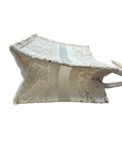 Christian Dior D-Lace Book Tote Small Tote Bag White Ch2197