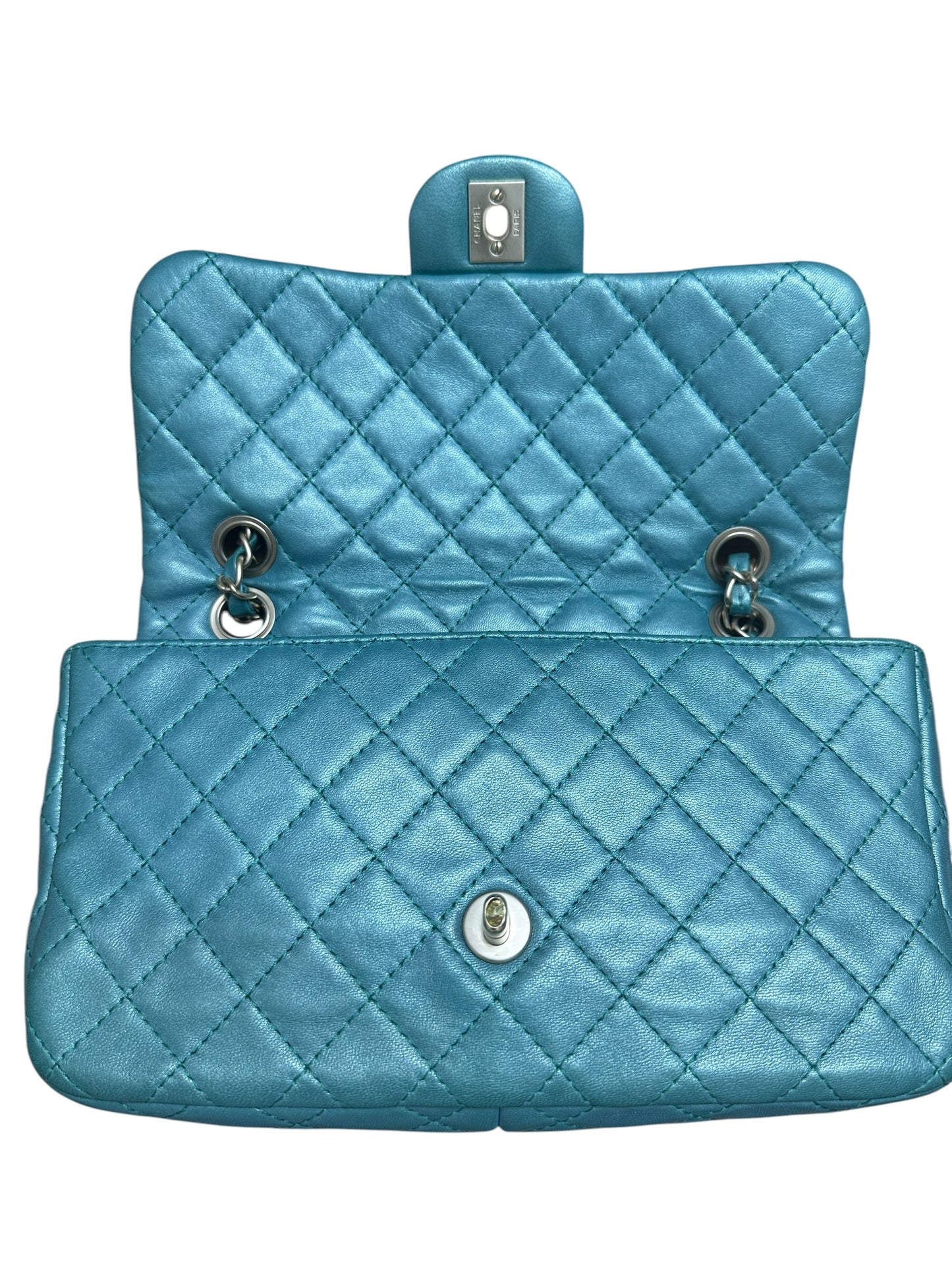 CHANEL Lambskin Matelasse Gemstone Flap Bag Turquoise Gold Hardware CH2201