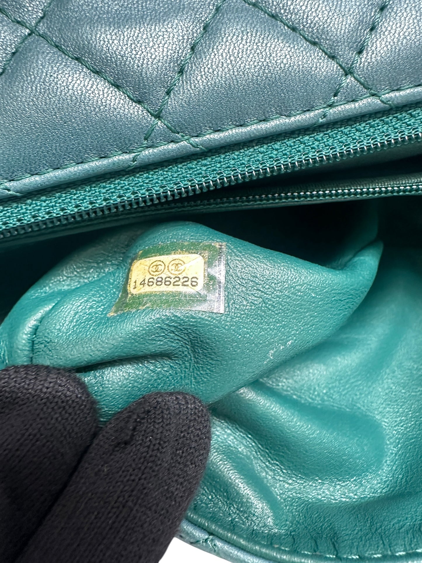 CHANEL Lambskin Matelasse Gemstone Flap Bag Turquoise Gold Hardware CH2201