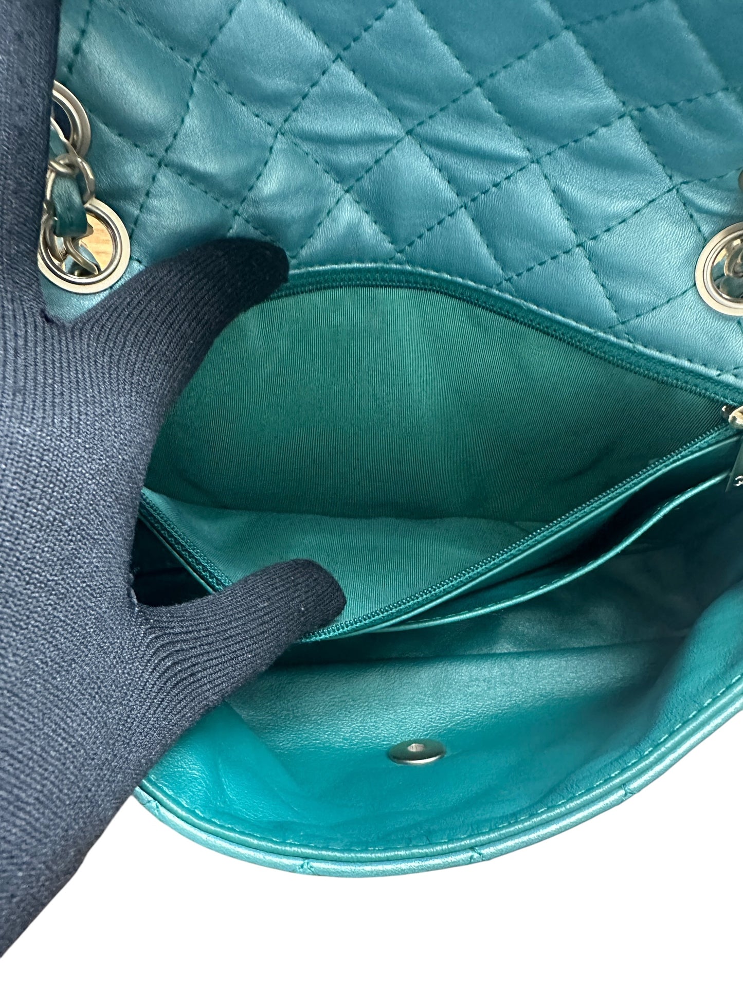 CHANEL Lambskin Matelasse Gemstone Flap Bag Turquoise Gold Hardware CH2201