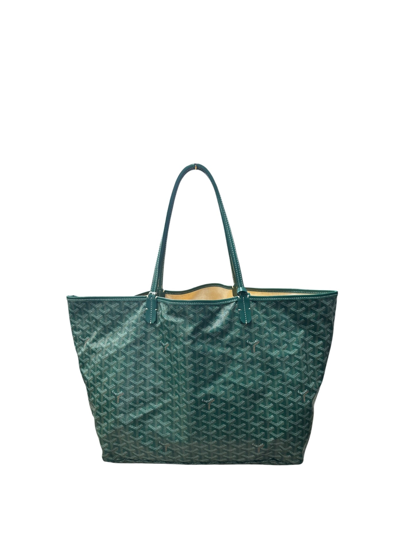 GOYARD Goyardine St Louis GM Tote Bag Green Silver Hardware GO31
