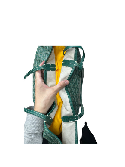 GOYARD Goyardine St Louis GM Tote Bag Green Silver Hardware GO31
