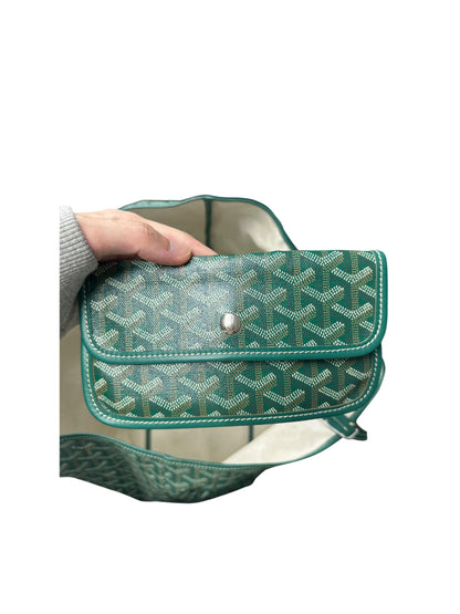GOYARD Goyardine St Louis GM Tote Bag Green Silver Hardware GO31